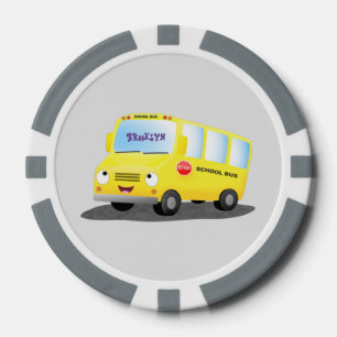 Lot De Jeton De Poker Caricature du bus scolaire jaune joyeux