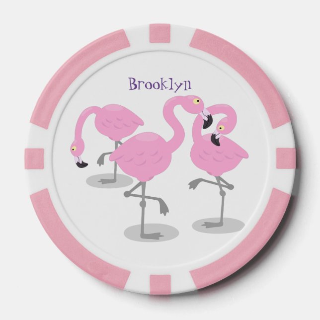 Lot De Jeton De Poker Caricature en trio flamand rose mou (Recto)