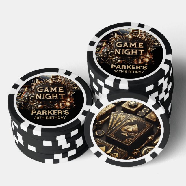 Lot De Jeton De Poker Casino d'anniversaire personnalisé nuit de jeu (Empiler)