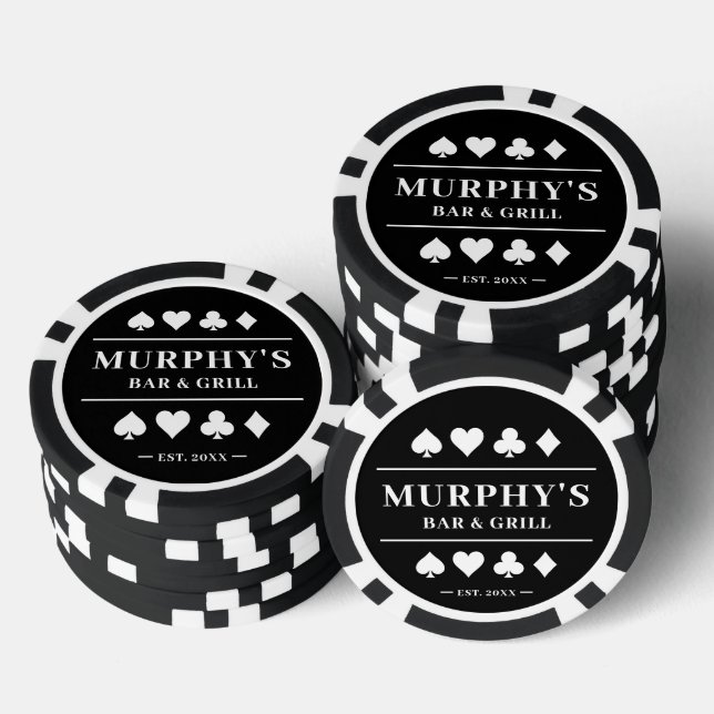 Lot De Jeton De Poker Casino Personnalisé Black & White Custom Name (Empiler)