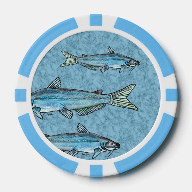 Lot De Jeton De Poker Catfish bleu (Recto)