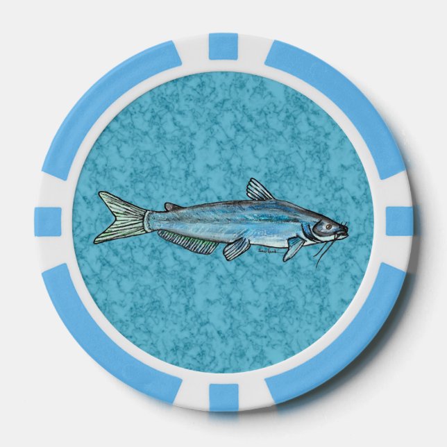 Lot De Jeton De Poker Catfish bleu (Recto)
