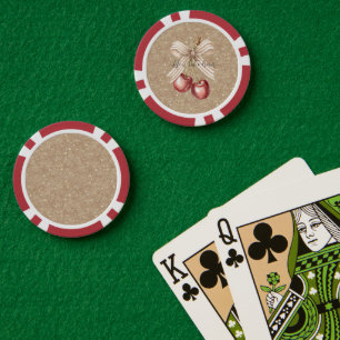 Lot De Jeton De Poker Cerises Rouges Paillettes D'or
