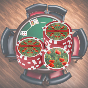 Lot De Jeton De Poker Champ lumineux de pavots rouges, personnalisable