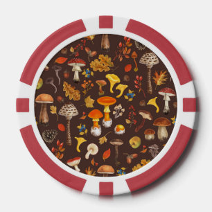 Lot De Jeton De Poker Champignons sauvages sur brun
