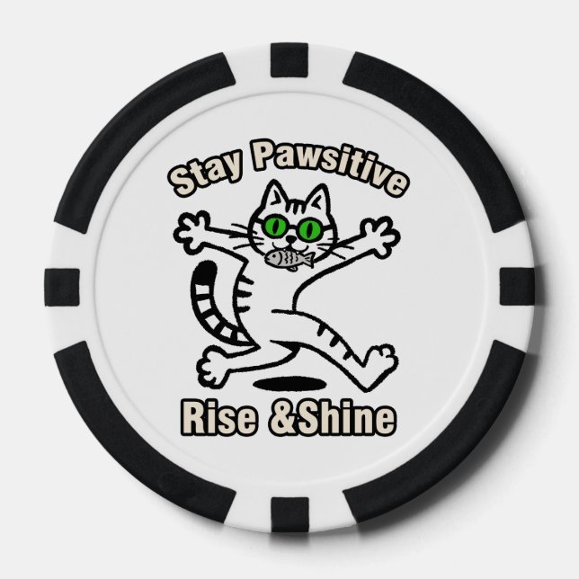 Lot De Jeton De Poker Chat Restez Positif (Recto)