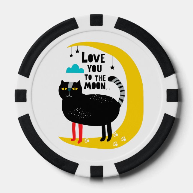 Lot De Jeton De Poker Chat sur la lune (Recto)