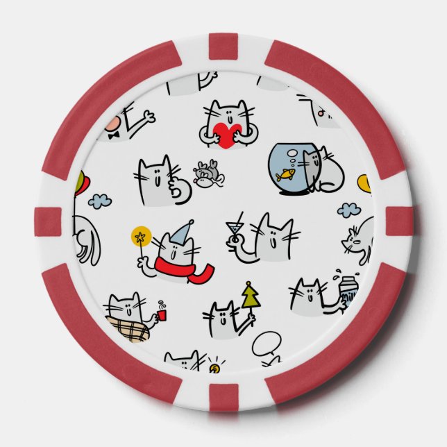 Lot De Jeton De Poker Chats amusants, lait et magie. (Recto)