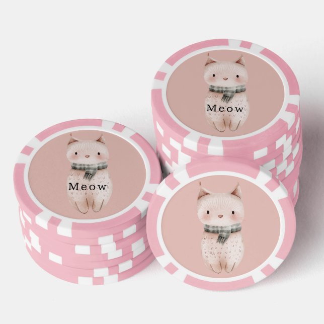 Lot De Jeton De Poker Chats roses (Empiler)