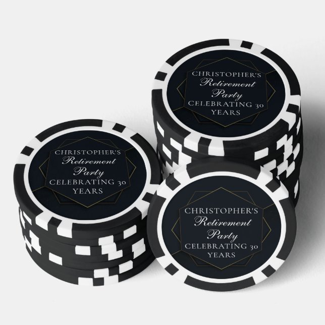 Lot De Jeton De Poker Chic Black Gold Custom Retirement Party (Empiler)