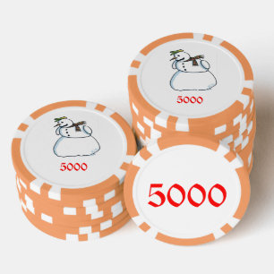 Lot De Jeton De Poker Chiffre de poker rayé Snowman orange 5000