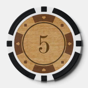Lot De Jeton De Poker Chiffres de poker rustiques style casino en bois d