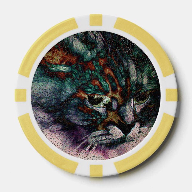 Lot De Jeton De Poker Chip de chat à Tiger Poker (Recto)