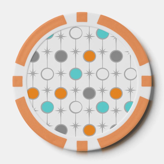 Lot De Jeton De Poker Chip de poker avec points rétro et Starbursts (Recto)