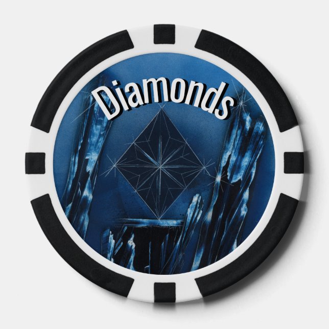 Lot De Jeton De Poker Chip de poker Diamant Bleu (Recto)