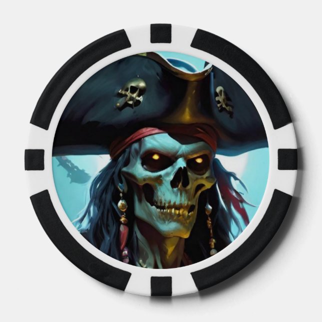 Lot De Jeton De Poker Chip de poker pirate Zombie (Recto)