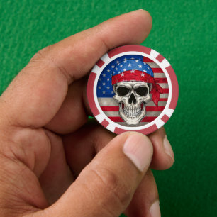 Lot De Jeton De Poker Chip Patriotique Skull Poker