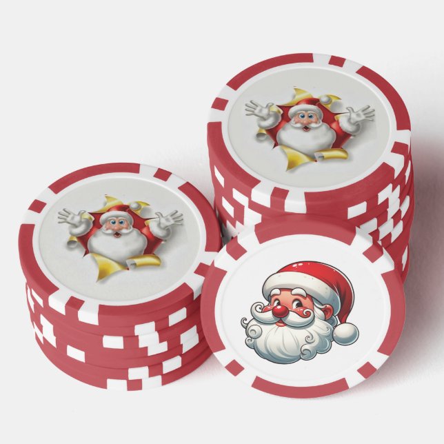 Lot De Jeton De Poker Chip père Noël (Empiler)