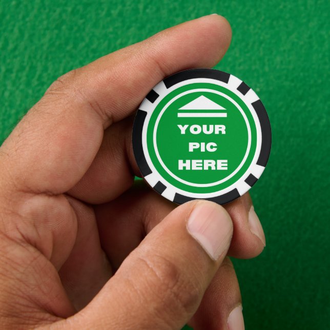 Lot De Jeton De Poker Chips de poker - Ajouter votre image - Noir (main)