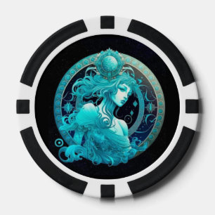 Lot De Jeton De Poker Chips de Poker Aquarius Zodiac - Thème Astrologie
