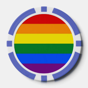 Lot De Jeton De Poker Chips de poker avec drapeau arc-en-ciel LGBT