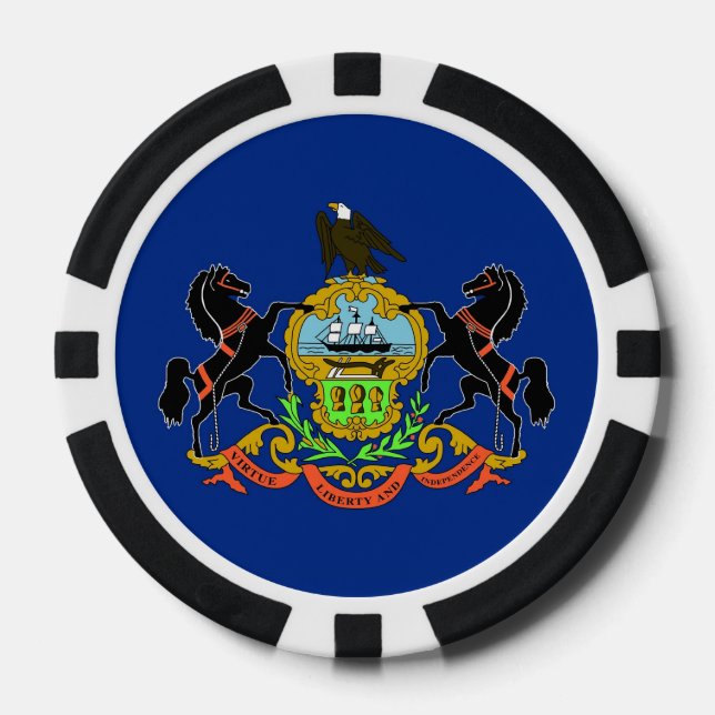 Lot De Jeton De Poker Chips de poker avec Drapeau de Pennsylvanie (Recto)
