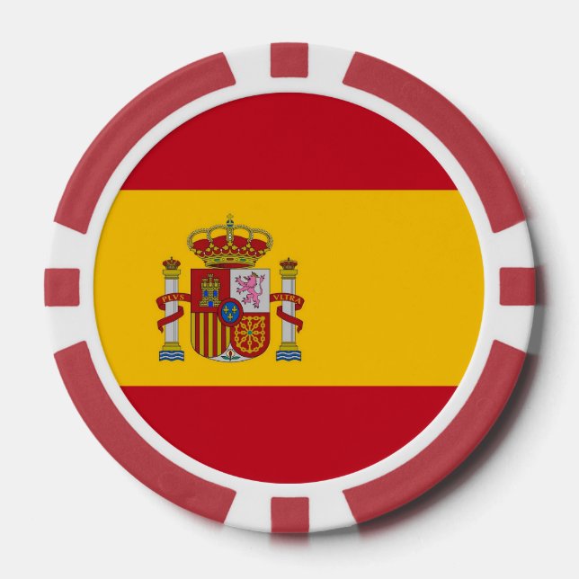 Lot De Jeton De Poker Chips de poker avec Drapeau d'Espagne (Recto)