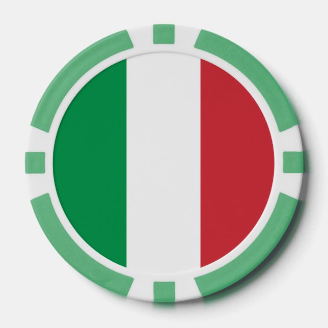 Lot De Jeton De Poker Chips de poker avec Drapeau d'Italie (Recto)