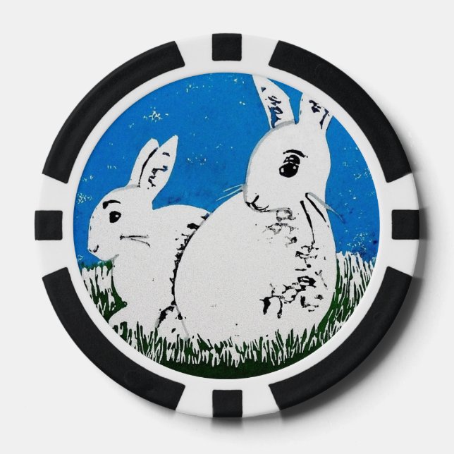 Lot De Jeton De Poker Chips de poker de lapins blancs (Recto)