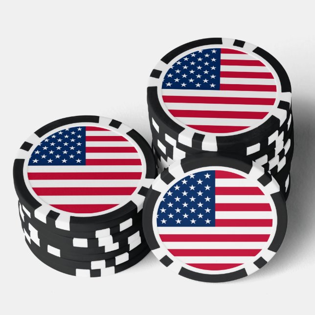Lot De Jeton De Poker Chips de Poker Drapeau USA (Empiler)
