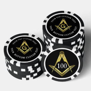 Lot De Jeton De Poker Chips de poker maçonnique personnalisés   Carré
