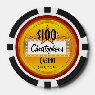 Lot De Jeton De Poker Chips de Poker Personnalisés, Gold/Red Casino