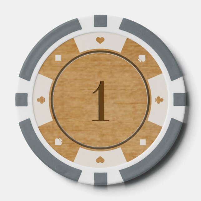 Lot De Jeton De Poker Chips de poker Rustic Oak Wood Casino (Recto)