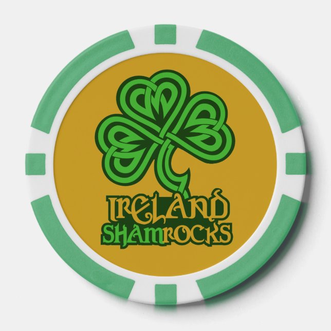 Lot De Jeton De Poker Chips de poker Shamrock irlandais (Recto)