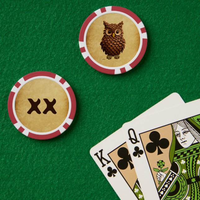 Lot De Jeton De Poker Chouette du cône de pin (Table de poker (double))