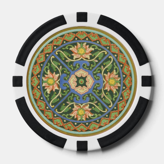 Lot De Jeton De Poker Cloisonne Chine Patter Asiatique Oriental (Recto)