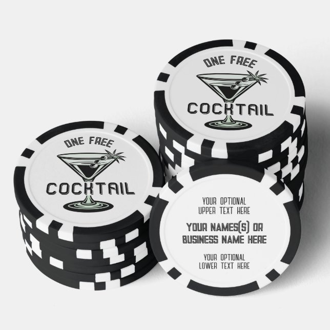 Lot De Jeton De Poker Cocktail gratuit texte personnalisé (Empiler)