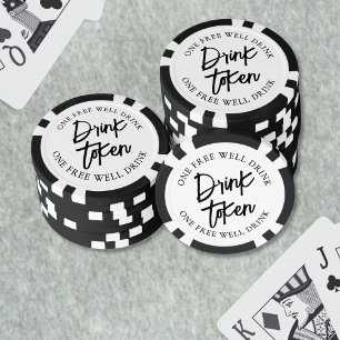 Lot De Jeton De Poker Cocktail Mariage Noir Blanc Boisson