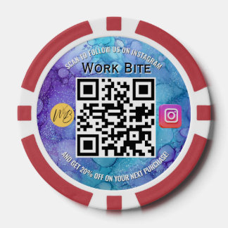 Lot De Jeton De Poker Code QR Instagram Entreprise Aquarelle Merci