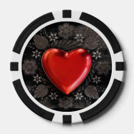 Lot De Jeton De Poker Coeur floral romantique Valentine Love