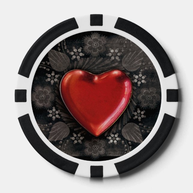 Lot De Jeton De Poker Coeur floral romantique Valentine Love (Recto)