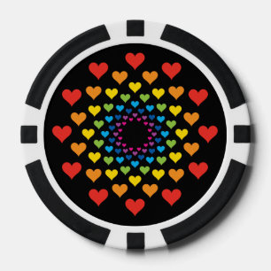 Lot De Jeton De Poker Coeurs chanceux noir et blanc