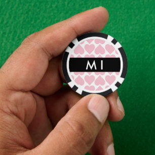 Lot De Jeton De Poker Coeurs roses, Romantique, Votre Nom, Personnaliser