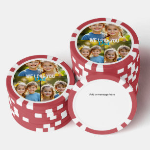 Lot De Jeton De Poker Collage photo "On t'aime Papa" chanceux