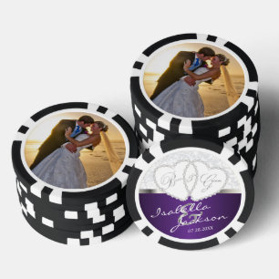 Lot De Jeton De Poker Conception Mariage de couple en violet