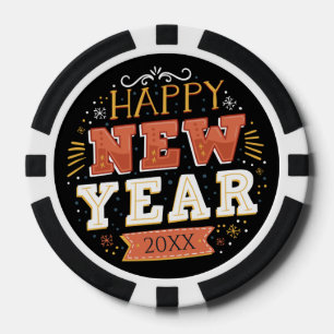 Lot De Jeton De Poker Conception personnalisée vintage Bonne Année Eve D