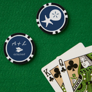 Lot De Jeton De Poker Coquillages d'été en marine