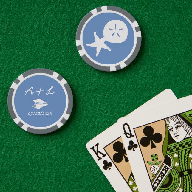 Lot De Jeton De Poker Coquillages d'été en Périwinkle (Table de poker (double))