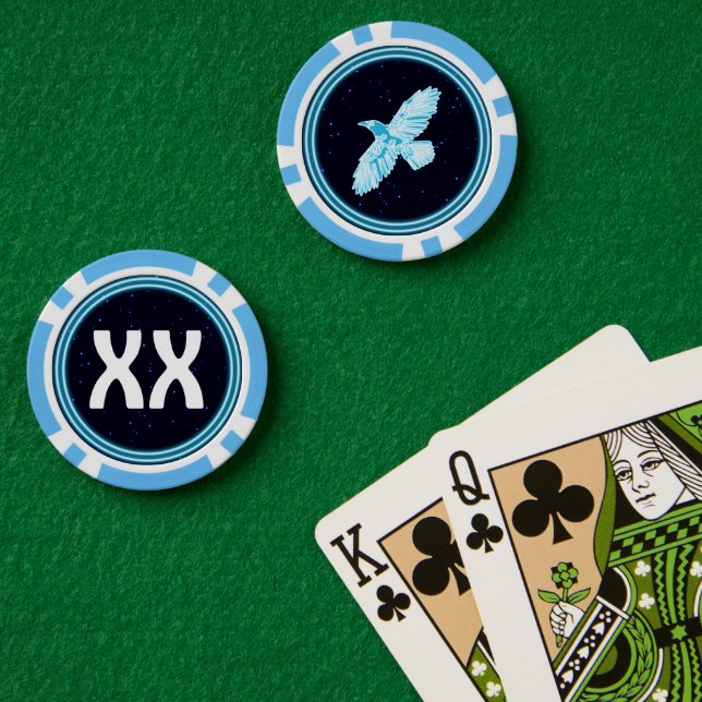 Lot De Jeton De Poker Corbeau bleu sur étoiles (Table de poker (double))