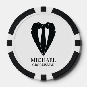 Lot De Jeton De Poker Costume Mariage noir et Cravate Groomsmans personn